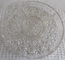 Vintage Heavy Glass Crystal Snack Dish Serving Platter Nibbles Tray