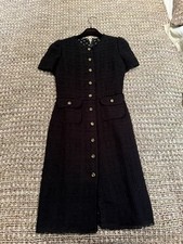Women’s Dolce Gabbana Black Tweed Style Dress With Gold Buttons Size 42