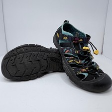 Keen Newport H2 Kids Sandals Black Teal Fish Print 1027391 Size 7 Big Kid