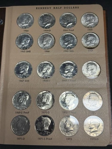 Nice! 1964-2002S Kennedy Silver Half Dollars w/ Proofs Set in Dansco Album