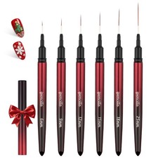 Ipencillo Nail Art Brushes, 6 Pcs Liner Brushes for Nails, Black