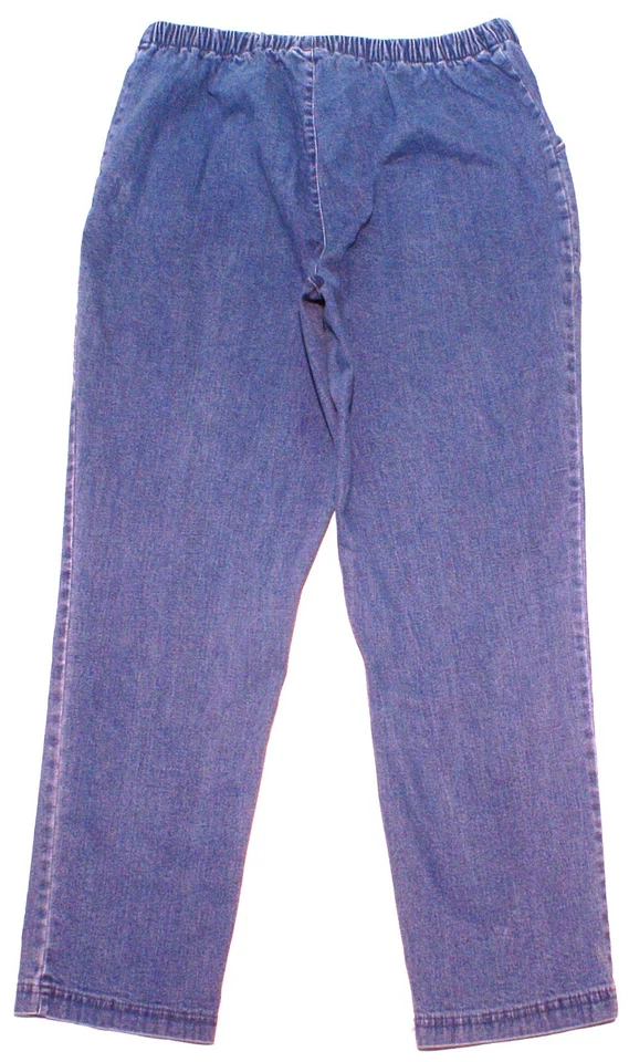 Croft Barrow Jeans Womens XL Blue Denim Elastic Waist Stretch Pull On Pants - Image 2 of 3