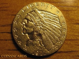 1911 D Indian Head Quarter Eagle Gold Strong D Key Uncirculated Monster Scarce!
