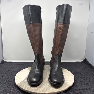 Lauren Ralph Lauren Marlena II Riding Boots Black Brown Leather Size 8.5 Preppy