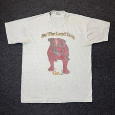 Vintage 90s TShirt Mens L Gray Be The Lead Dog Bulldog single stitch Made in USA