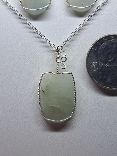 Aquamarine Jewelry Set Pendant Necklace Earrings - Picture 3 of 7