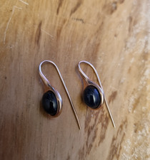 JUWELO - Blauer Sternsaphir Designer-Ohrschmuck - 8 Karat! - 925 SI, Rosegold 