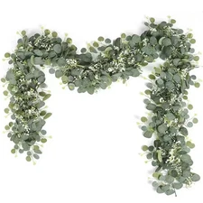 Eucalyptus Garland Artificial 1pc Faux Plant Spring Vines with White Flowers New