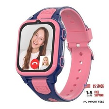 4G Kids Smart Watches Girls with GPS Tracker, Kids Cell Phone Watch with Pink