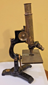 Antique Late 1800's Bureau of Animal Industry Brass Microscope With Two Lenses