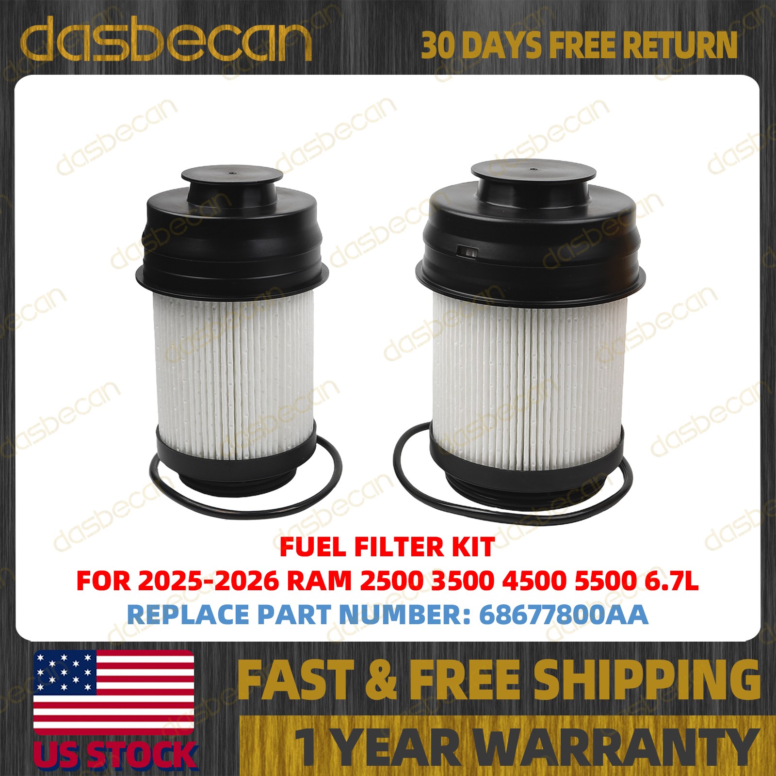 Fuel Filter Kit For Dodge Ram 2500 3500 4500 5500 Cummins 2025-2026 68677800AA