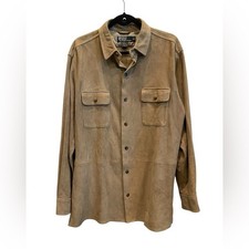 Vintage Ralph Lauren Men's Brown Suede leather Shirt Jacket