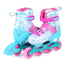 4-Size Adjustable Illuminating Kids Inline Skates with Light Up Wheels-Blue and