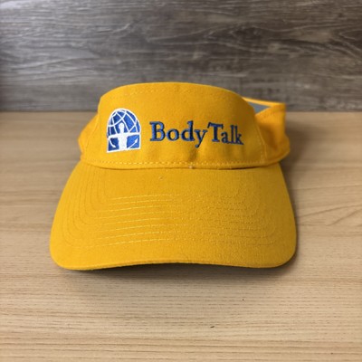 BodyTalk Hat Visor Strap Back Yellow Blue Embroidered Logo Golf Athletic Mens