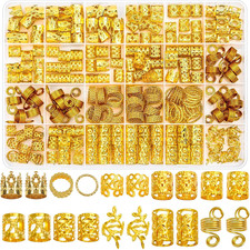 220 Pcs Gold Hair Jewelry for Braids, Loc Jewelry for Hair Dreadlock, Loc Charms