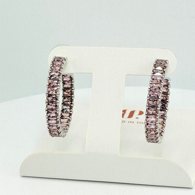 Bomb Party Simply Hoops ''The Analise Hoop'' Light Rhodolite on Rhodium RBP7596