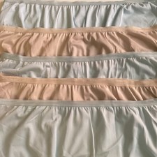 NOS 5 Pair Sears Granny Panties 12 Hips 53-56 Shiny Cotton Gusset Blue  Beige