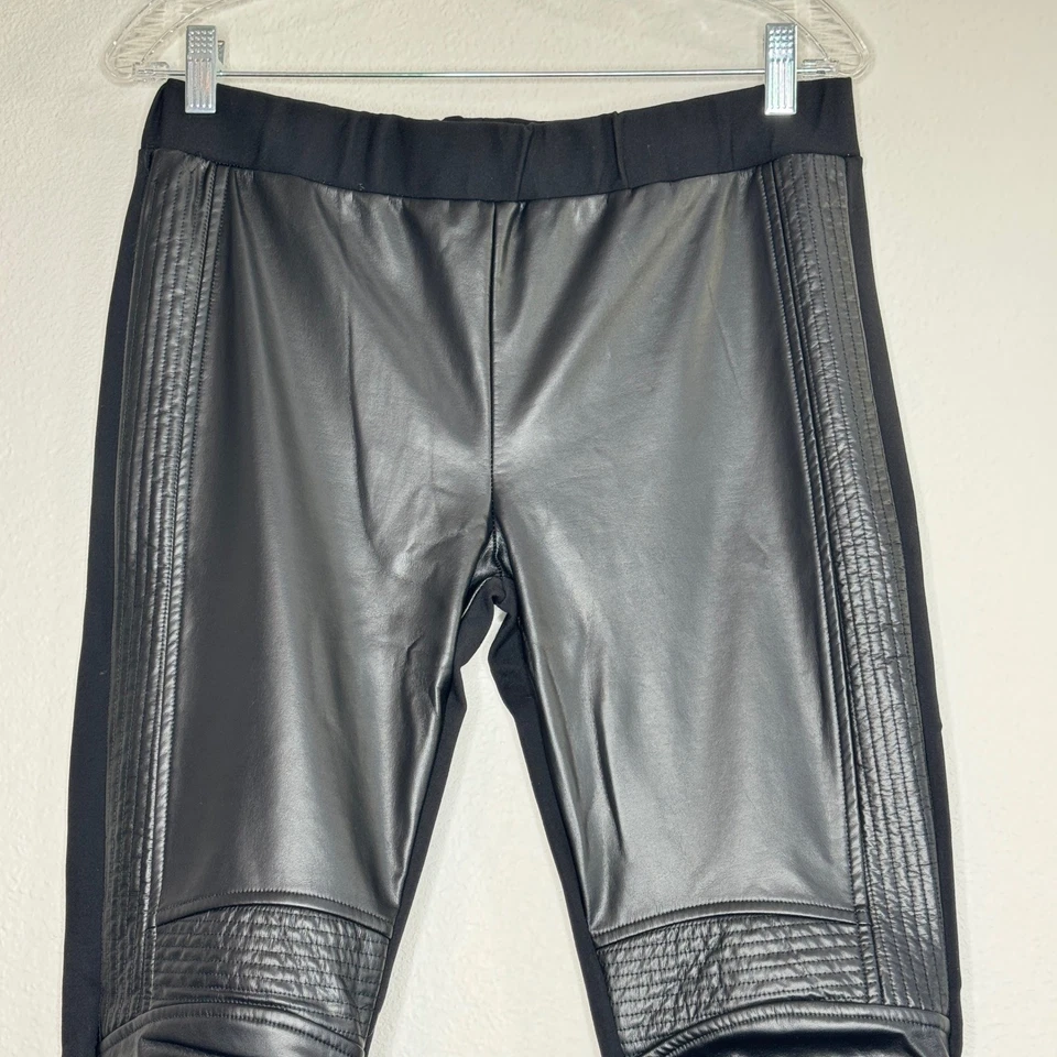 Legging DENIM & SUPPLY Ralph Lauren Mixed Media MED Negro Imitación Cuero Moto Gótico Foto 2 de 4