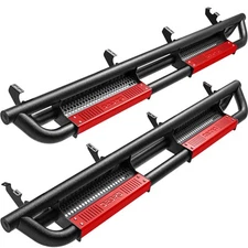 6" Running Boards for 2007- 2021 Toyota Tundra CrewMax Nerf Bars Drop Steps Red