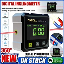 360° Magnetic Digital Protractor Angle Finder w/ Laser 4-side Inclinometer Level