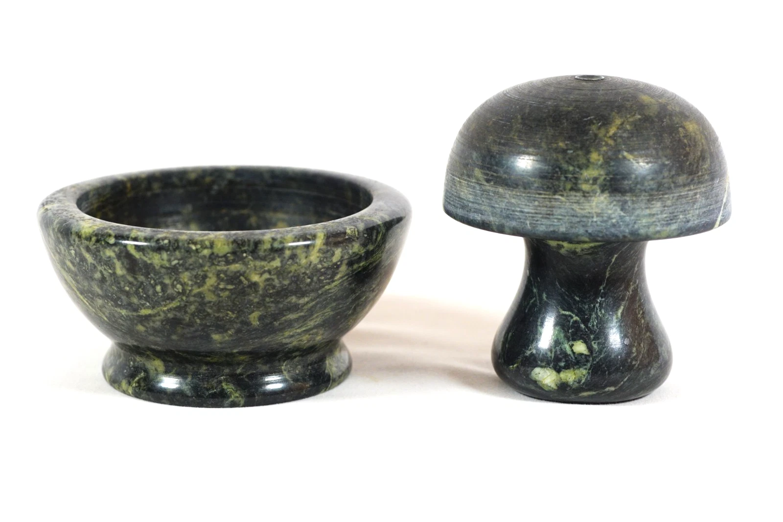 Vintage Mortar Pestle Mushroom Shape Green Marble 4"
Opens in a new window or tab