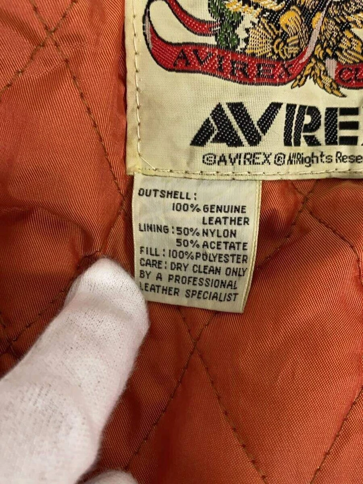 AVIREX Biker Jacket L Leather KHK Plain baia - Image 4 of 4