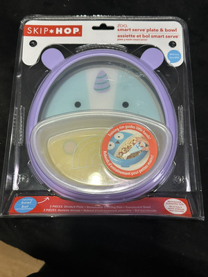 Skip Hop   Zoo Smart Serve Non-Slip Plates Unicorn Purple for Baby - Toddler NIB