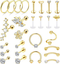 27Pcs 16G Cartilage Earrings Stud Hoop for Women Men Stainless Steel Helix Pierc