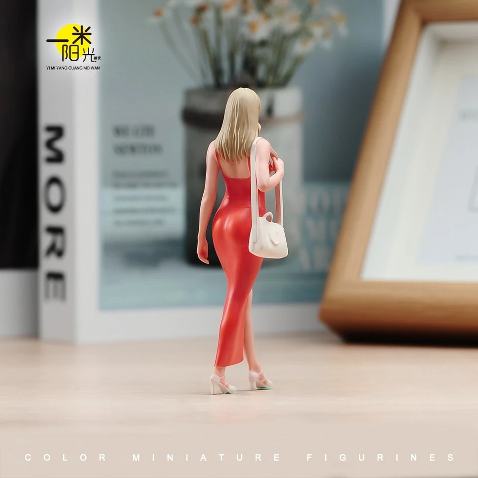 Diorama Scene Prop 1:18 Red Dress Beauty Doll Realistic Miniature Figure Toys - Image 4 of 4