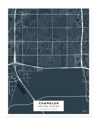 Chandler City Map Wall Art Poster - Modern Urban Design Fine Art Print