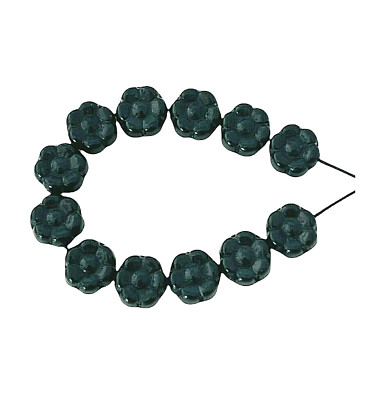 50 Preciosa Czech Glass Opaque Jet Black 6x3.5mm Flat Round Flower Coin Beads