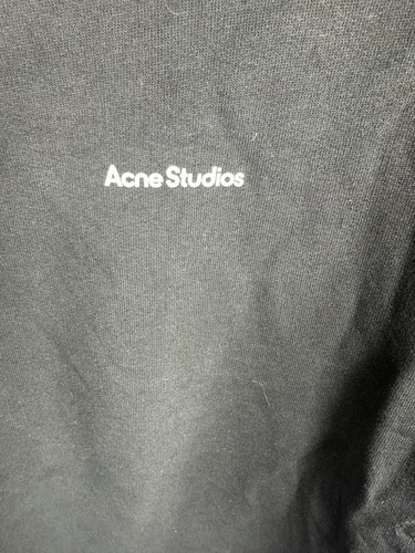 Acne Studios Black Hoodie Logo Sweatshirt Size L - Picture 2 of 6