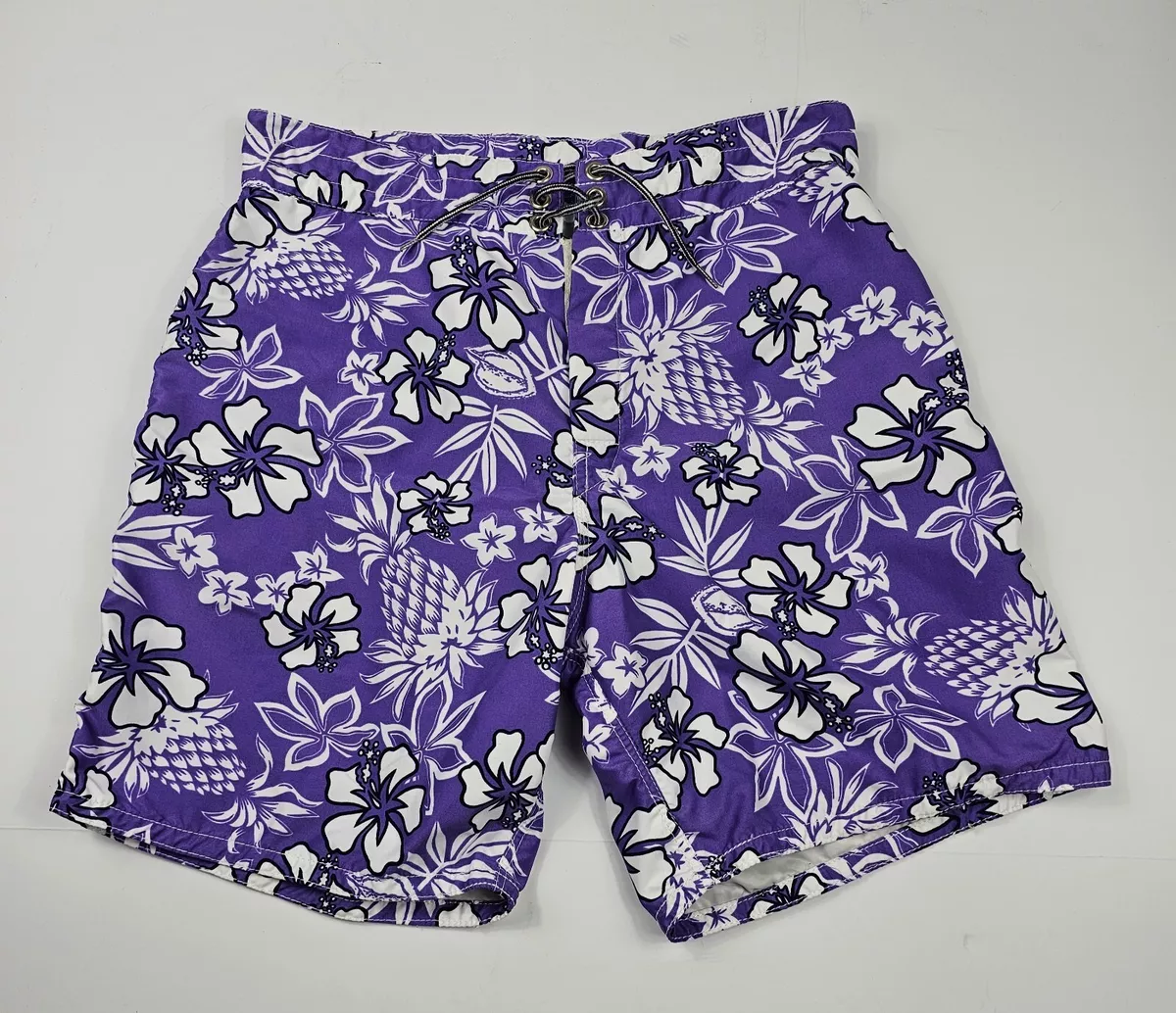 Floral hawaiian deals swim trunks