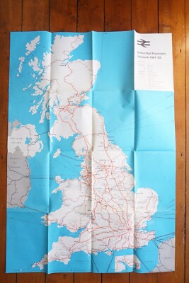 1981 - 1982 British Rail Passenger Network Eisenbahnkarte sehr guter Zustand