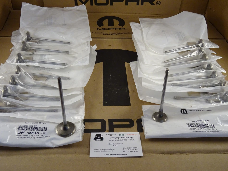 Juego de 8 válvulas de escape y 8 válvulas de admisión Jeep Compass/Patriot MK 07-17 nuevo OEM Mopar Foto 3 de 4