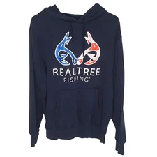 REALTREE Fishing Hoodie Sweatshirt Mens Medium Outdoorwear Hiking Workwear Blue