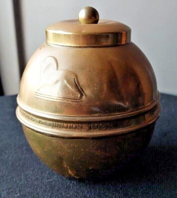 BRITISH EMPIRE EXHIBITION 1924, LIPTON SOUVENIR TEA CADDY. BRASS. 