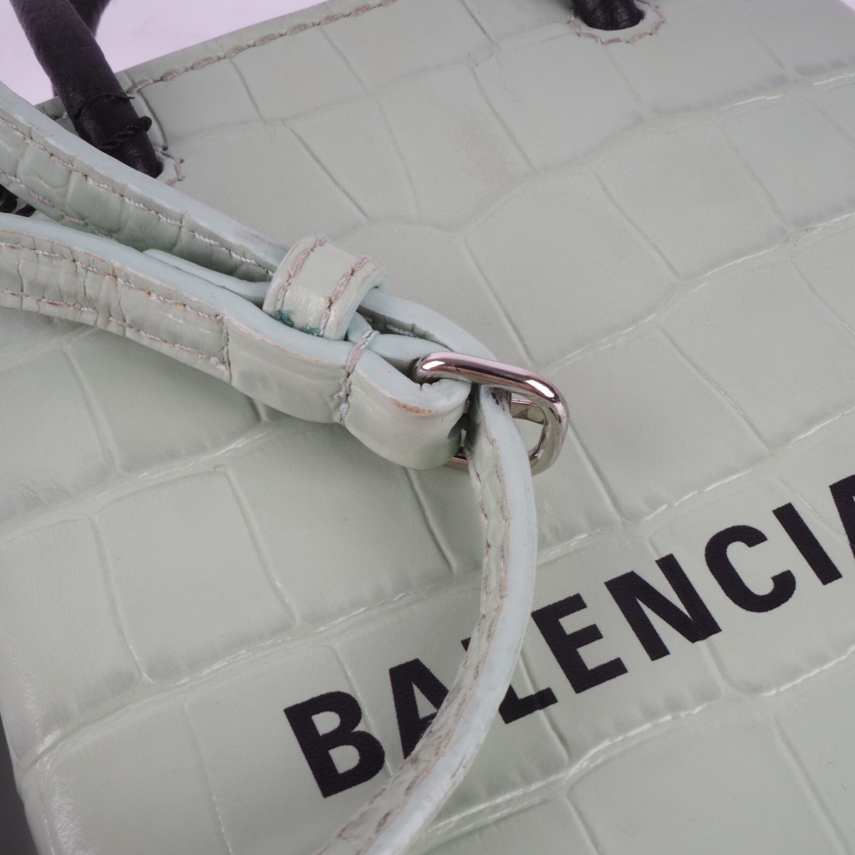 BALENCIAGA 593826 mini shopping bag crossbody croc embossed BALENCIAGA 593826 mini shopping bag crossbody croc embossed