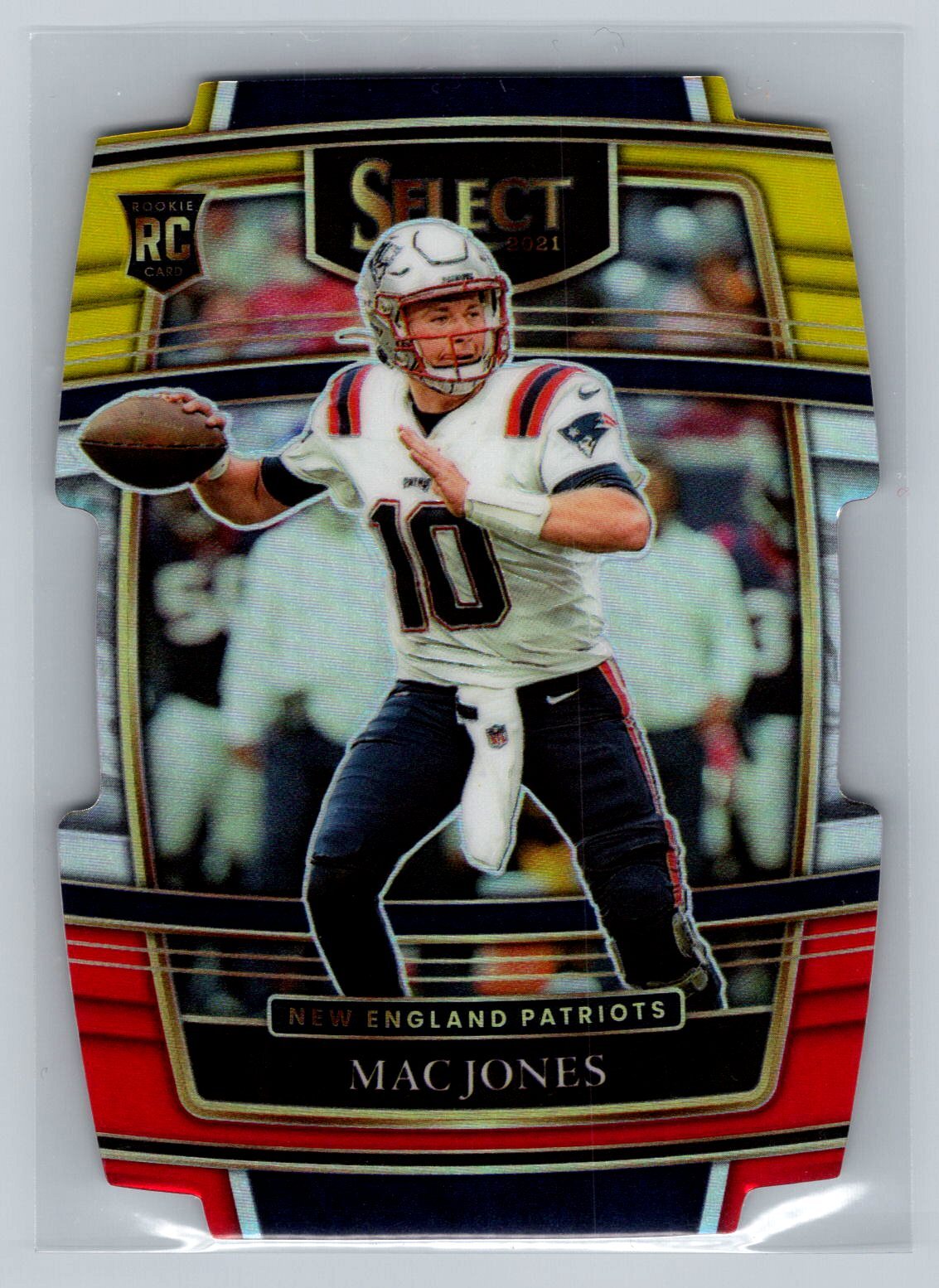 2021 Select Mac Jones Red and Yellow Prizm Die Cut #51 New England Patriots