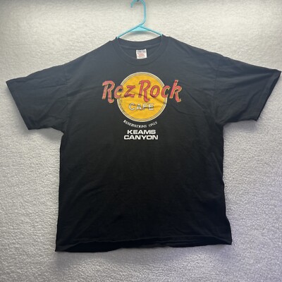 Vintage Tshirt Mens XXL Black Rez Rock Cafe Keams Canyon Single stitch Thrashed