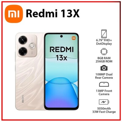 NEW Xiaomi Redmi 13x 4G 8GB+256GB GOLD Dual SIM Unlocked Android Mobile Phone
