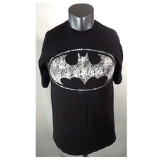 Vintage 90 s SSI Batman Iconic Crest Med DC Comics Black T-Shirt