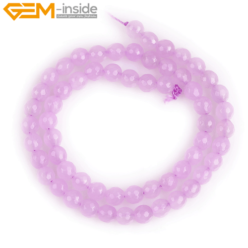 Cuentas redondas facetadas violeta púrpura cuentas de jade para hacer joyas 15" 4 mm 6 mm 8 mm - Imagen 24 de 48