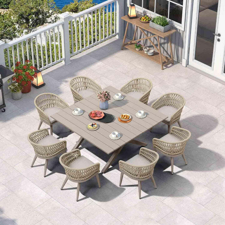 PURPLE LEAF 7/9/11 Pcs Outdoor Dining Set Rattan Chairs and Table