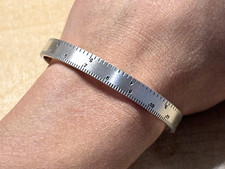 Solid Sterling Silver Stamped Mens Unique Ruler Torque Bangle Cuff Bracelet