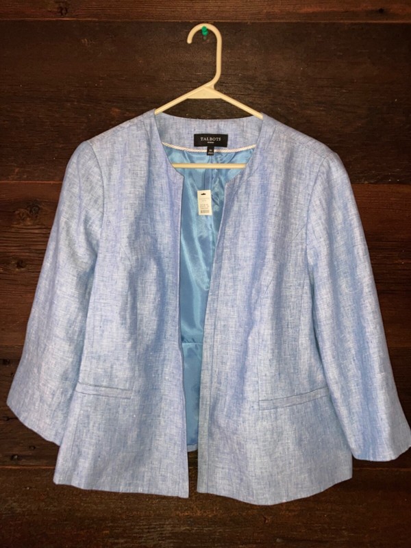 NEW Ladies Size 16P Talbots Chambray Blaser Fully Lined 21-1/2” With 3/4 Sleeve