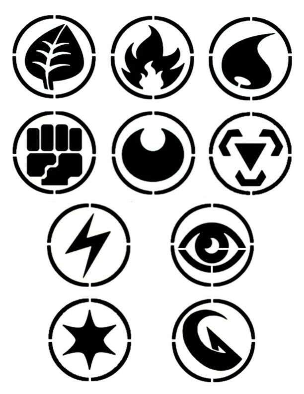 Pokemon Energy Type Symbols Stencil Fire Water Grass Lightning Psychic, Etc. | eBay