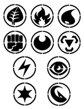 Pokemon Energy Type Symbols Stencil Fire Water Grass Lightning Psychic, Etc.