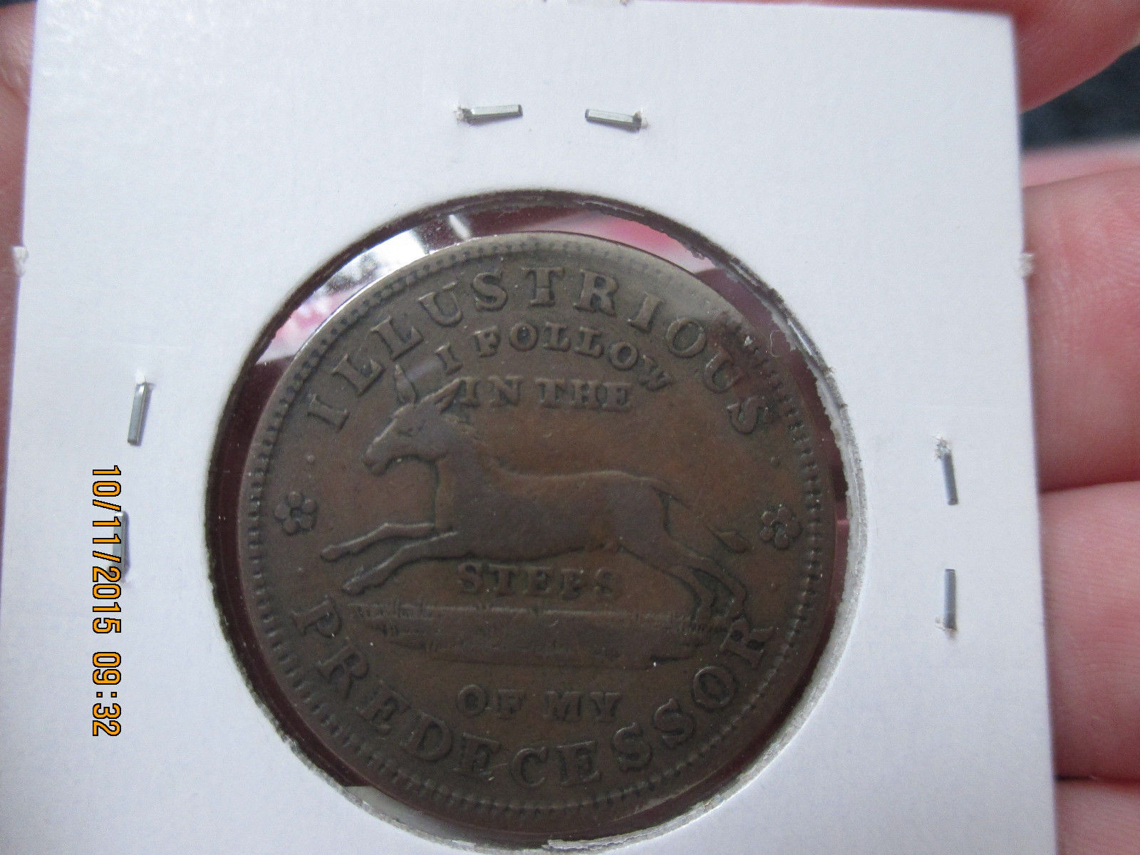 1837 HARD TIMES TOKEN -TURTLE AND HORSE HT A33 