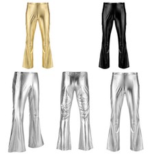 Men 70S Disco Dance Bell Bottom Costume Pants Fancy Dress Up Long Trousers Club
